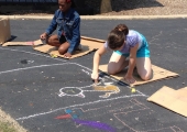 Students Drawing with Chalk