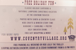 coventry village holiday postacard back 2014